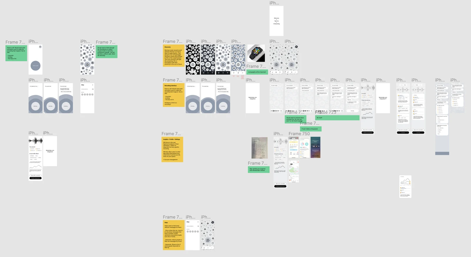 Early mobile wireframes