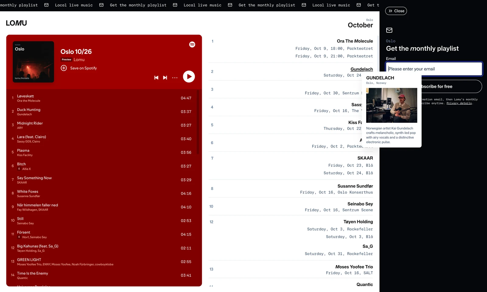 The final UI of the first version of Lomu