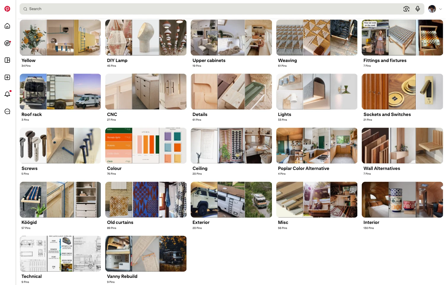 Numerous inspiration boards to guide finishing and material explorations.