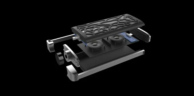 Exploded view of the case, speaker and lid