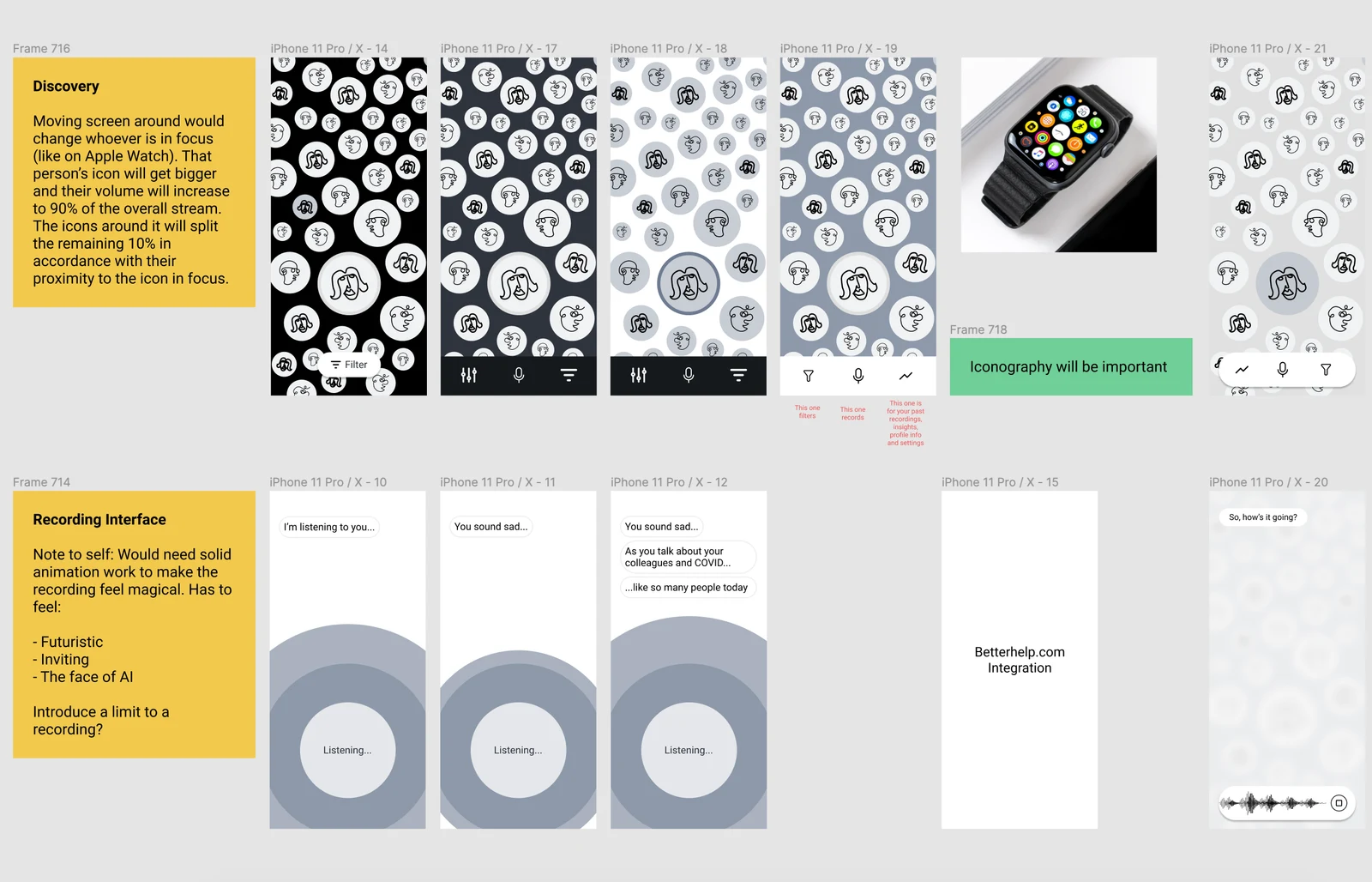A broader set of early wireframes